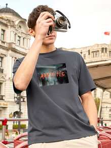 Tops Nam Lá thư Giải trí - Màu xám đen - Xem 5