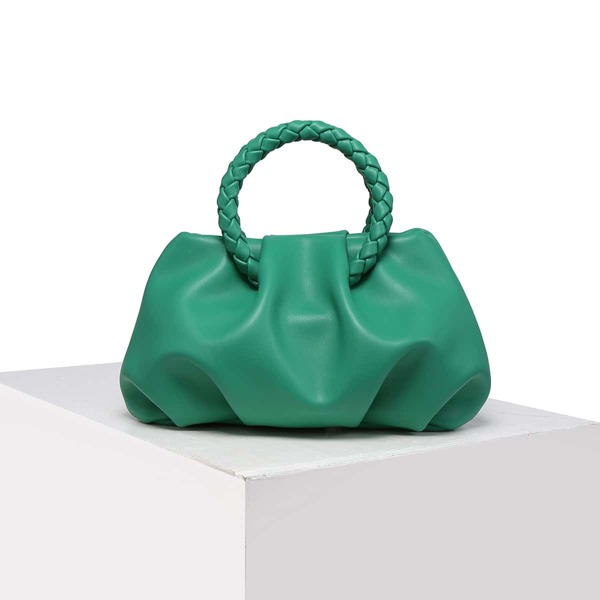 

Ruched Satchel Bag, Green