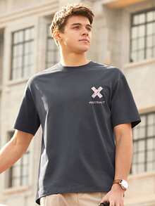 Tops Nam Lá thư Giải trí - Màu xám đen - Xem 4