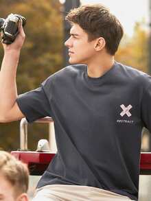 Tops Nam Lá thư Giải trí - Màu xám đen - Xem 5