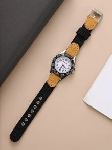 1 件可爱酷炫韩国时尚卡通尼龙表带，男女通用 - 黑色 - 查看 2