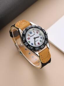 1 件可爱酷炫韩国时尚卡通尼龙表带，男女通用 - 黑色 - 查看 1