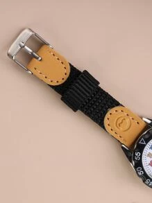 1 件可爱酷炫韩国时尚卡通尼龙表带，男女通用 - 黑色 - 查看 3