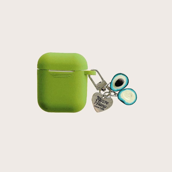 

Solid Case For Airpods With Heart & Avocado Decor Pendant, Army green