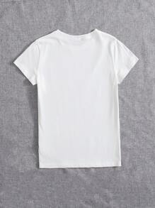 Camiseta con estampado de mariposa y girasol - Blanco - Ver 2