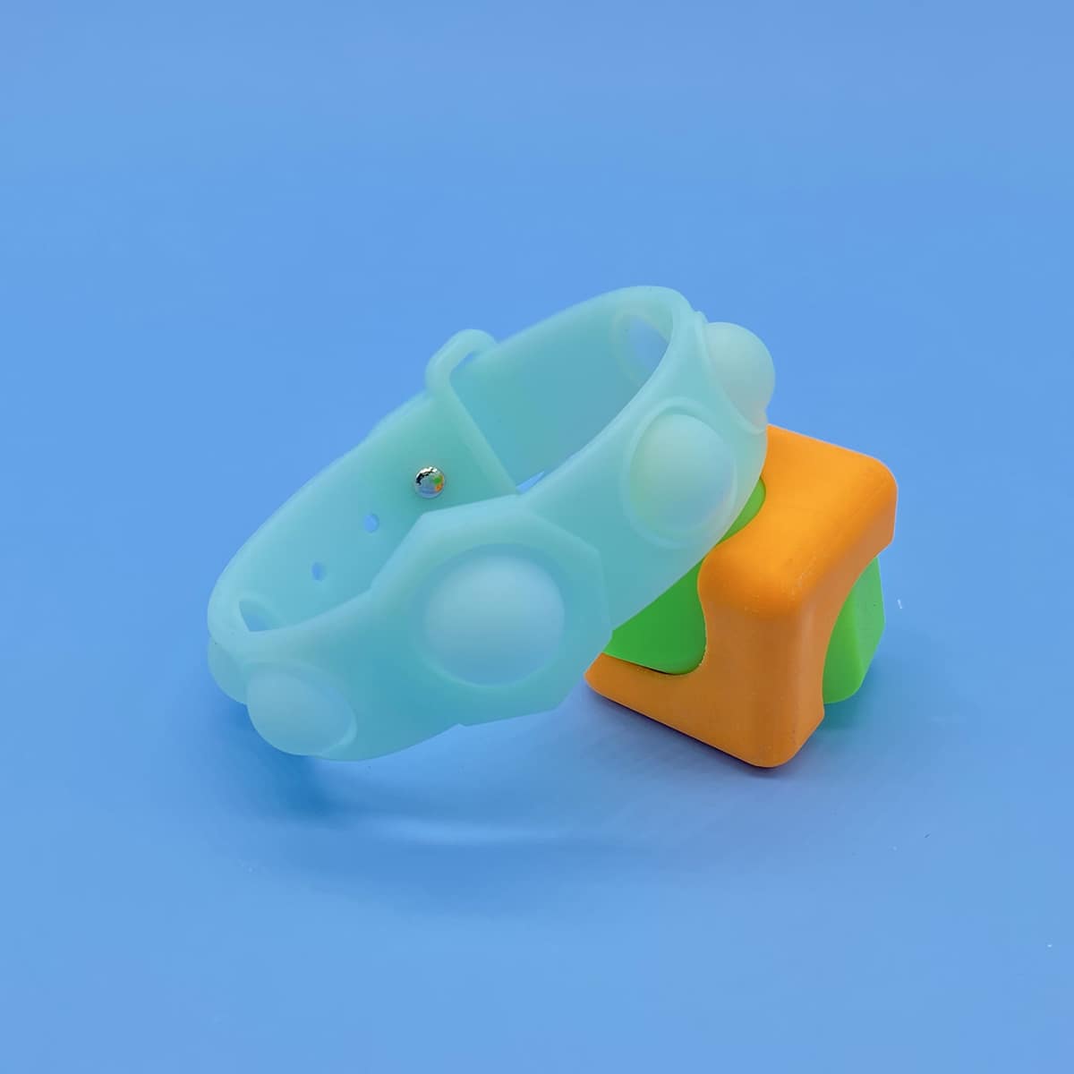 

1pc Luminous Push Pop Bubble Wristband, Blue