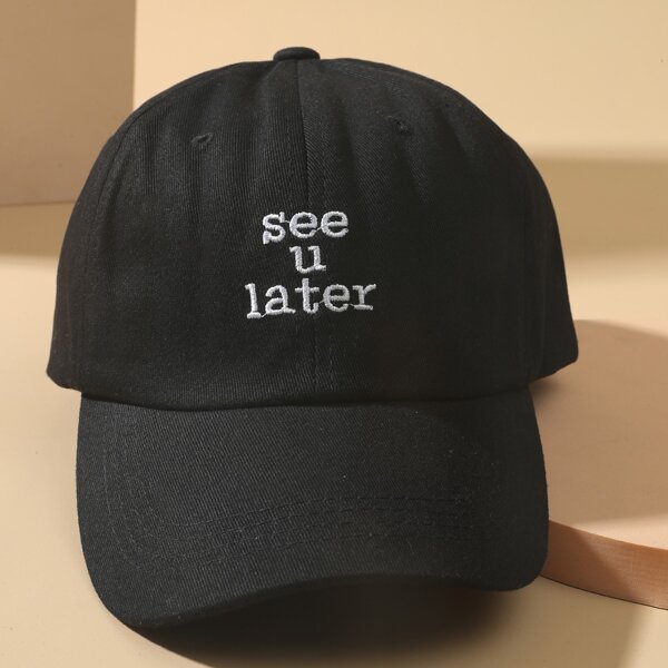 

Letter Embroidered Baseball Cap, Black