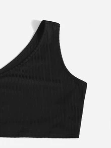 SHEIN Outfit de dos piezas Canalé Cintura con volante Liso Sexy