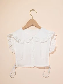 1 件纽扣前迪基领荷叶边装饰仿领适合日常生活情人节 - 白色 - 查看 1