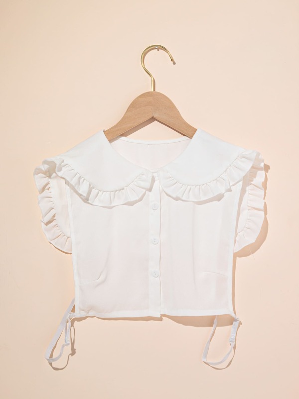 1 件纽扣前迪基领荷叶边装饰仿领适合日常生活情人节