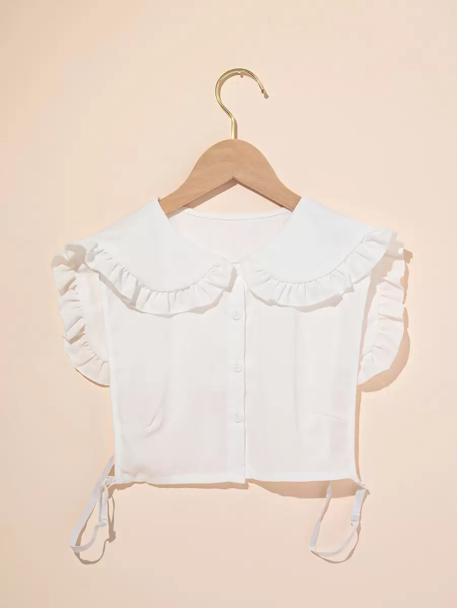 1 件纽扣前迪基领荷叶边装饰仿领适合日常生活情人节 - 白色 - 查看 1