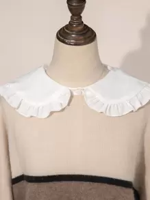 1 件纽扣前迪基领荷叶边装饰仿领适合日常生活情人节 - 白色 - 查看 2