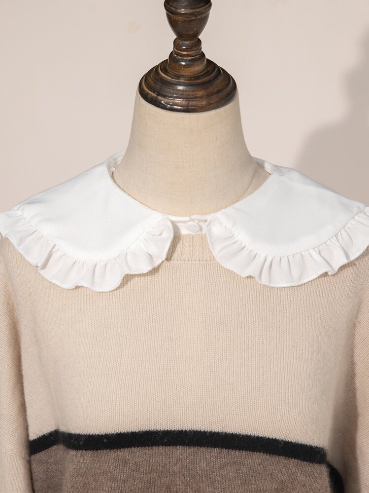 1 件纽扣前迪基领荷叶边装饰仿领适合日常生活情人节 - 白色 - 查看 2