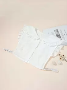 1 件纽扣前迪基领荷叶边装饰仿领适合日常生活情人节 - 白色 - 查看 3