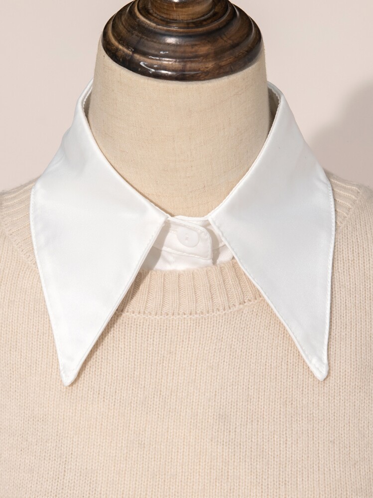 前紐扣迪基領 - 白色 - 查看 2