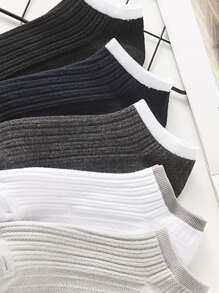 5pairs Men Simple Short Socks - Multicolor - View 2