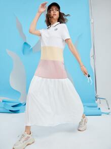 Mulvari Polo領色塊褶襉下擺阿拉伯洋裝 - 彩色 - 查看 1