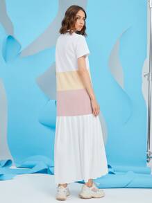 Mulvari Polo領色塊褶襉下擺阿拉伯洋裝 - 彩色 - 查看 2