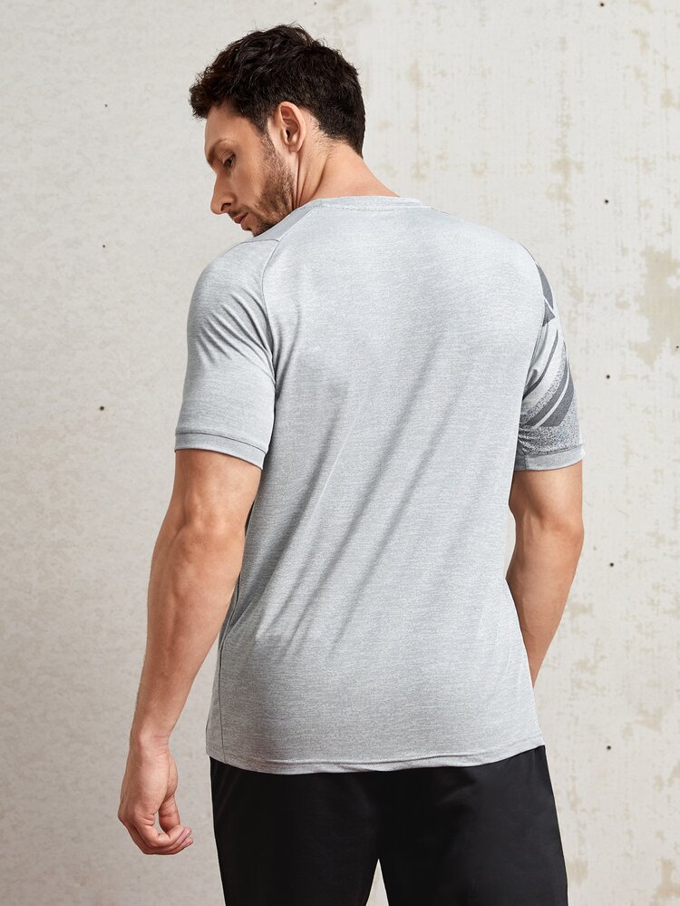 Manfinity Fitness Men Geo Print Sports Tee Workout Tops Workout Tops - Light Grey - View 2