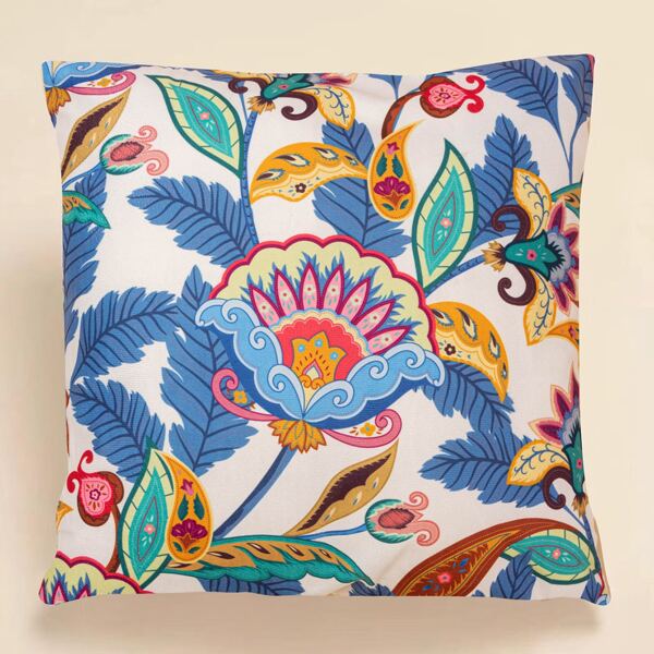 

Leaf Print Cushion Cover Without Filler, Multicolor