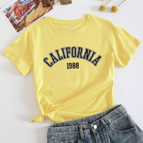 

Letter Graphic Short Sleeve Tee, Yellow