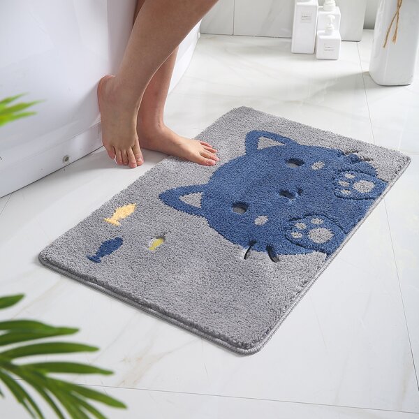 

Cartoon Cat Absorbent Floor Mat, Blue