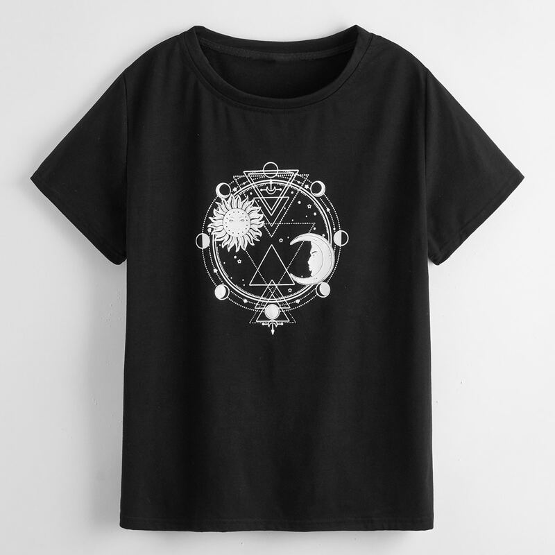 

Sun & Moon Graphic Tee, Black