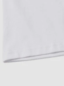 ROMWE MEN Tops Nam Hoạt hình Lá thư Sẵn sàng - trắng - Xem 4