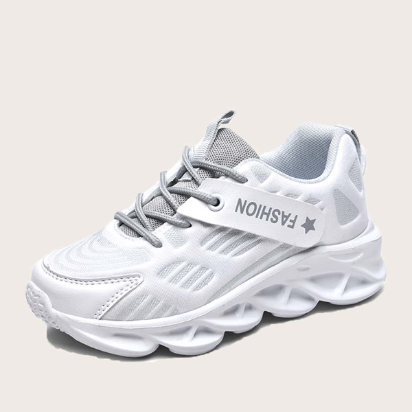

Boys Letter Graphic Lace-up Front Sneakers, White