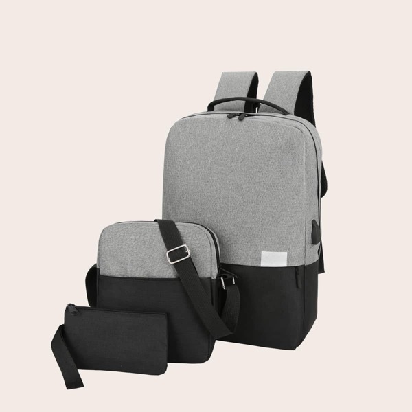 

Men 3pcs Two Tone Bag Set, Multicolor