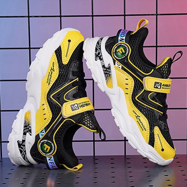 

Boys Color Block Velcro Strap Sneakers, Yellow