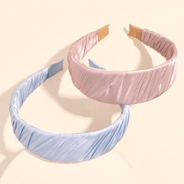 

2pcs Solid Hair Hoop, Multicolor