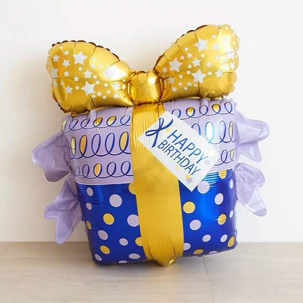 

1pc Gift Shaped Balloon, Multicolor