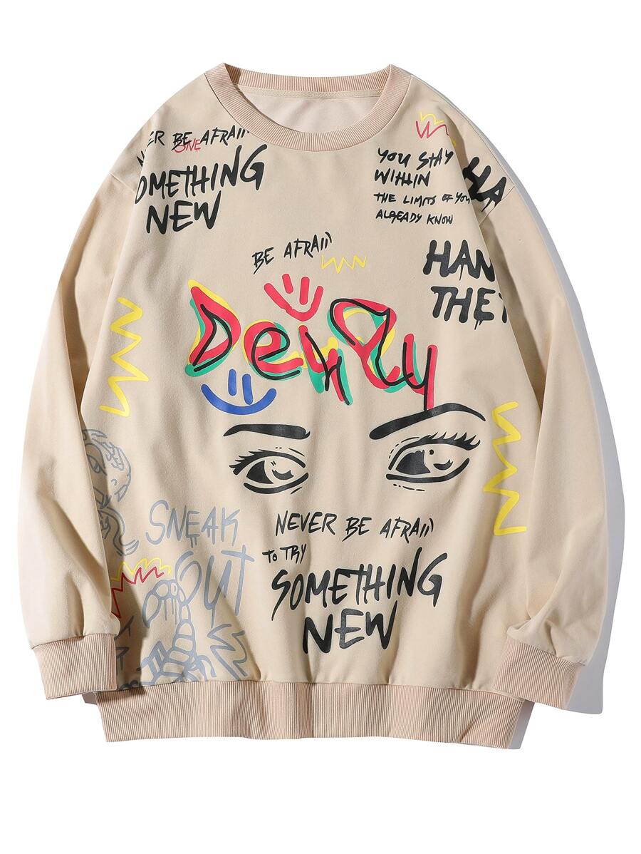 Manfinity EMRG Men Slogan Graphic Sweatshirt - Khaki - View 1