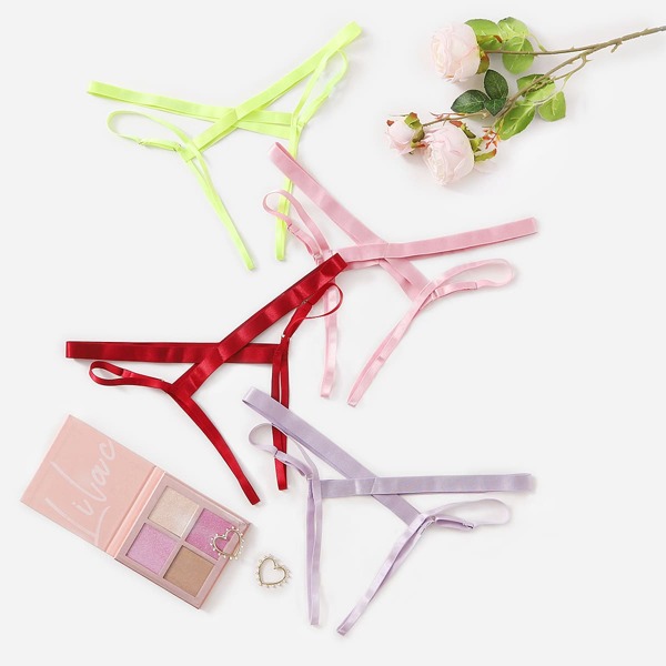 

4pack Cut-out Crotchless Panty Set, Multicolor