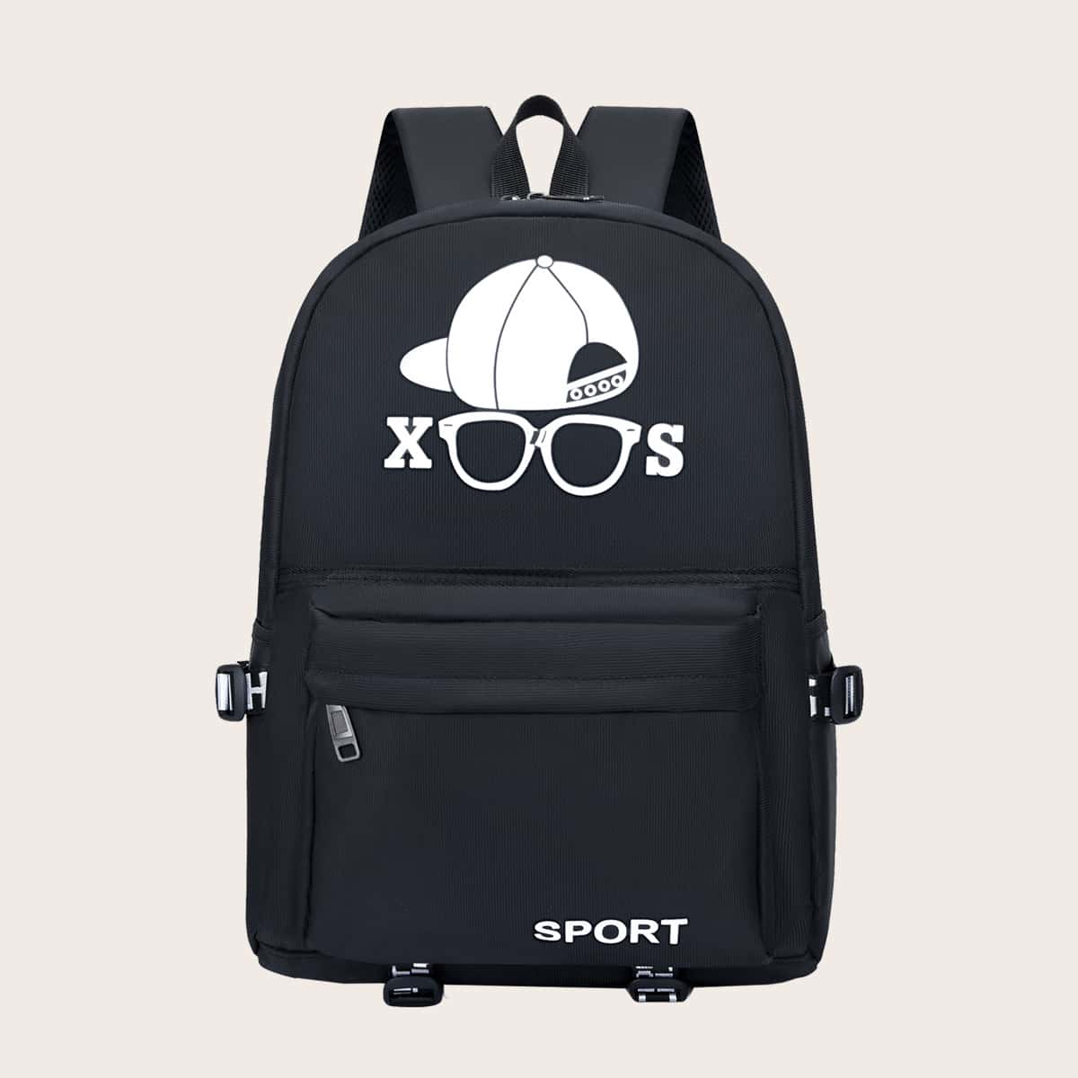 

Guys Letter Graphic Pocket Backpack, Black