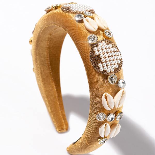 

Faux Pearl & Shell Decor Headband, Yellow