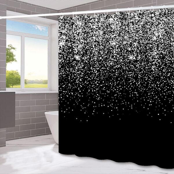 

Glitter Shower Curtain, Black and white