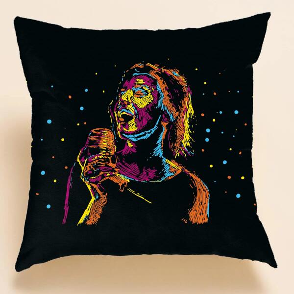 

Figure Graphic Cushion Cover Without Filler, Black