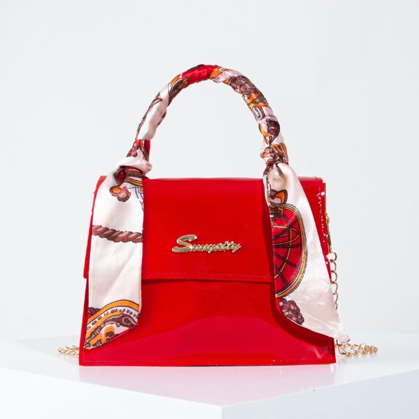 

Twilly Scarf Decor Flap Chain Bag, Red