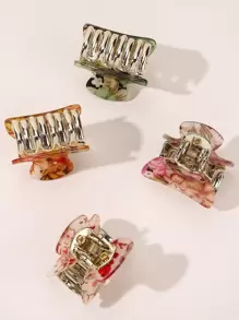 6pcs Random Color Ditsy Floral Pattern Mini Hair Claw Clip Street Tiaras Valentine's Day Valentines Hair Clips Hair Jaw Clip Hair Clamps Hair Clutch Hair Catcher Clip, School Stuff, College Fall Winter Hair Accessories For Women For Vacation Outfits Woman - Multicolor - View 3