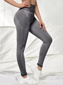 Quần Leggings Thể thao Nữ Sọc - Màu xám đen - Xem 1