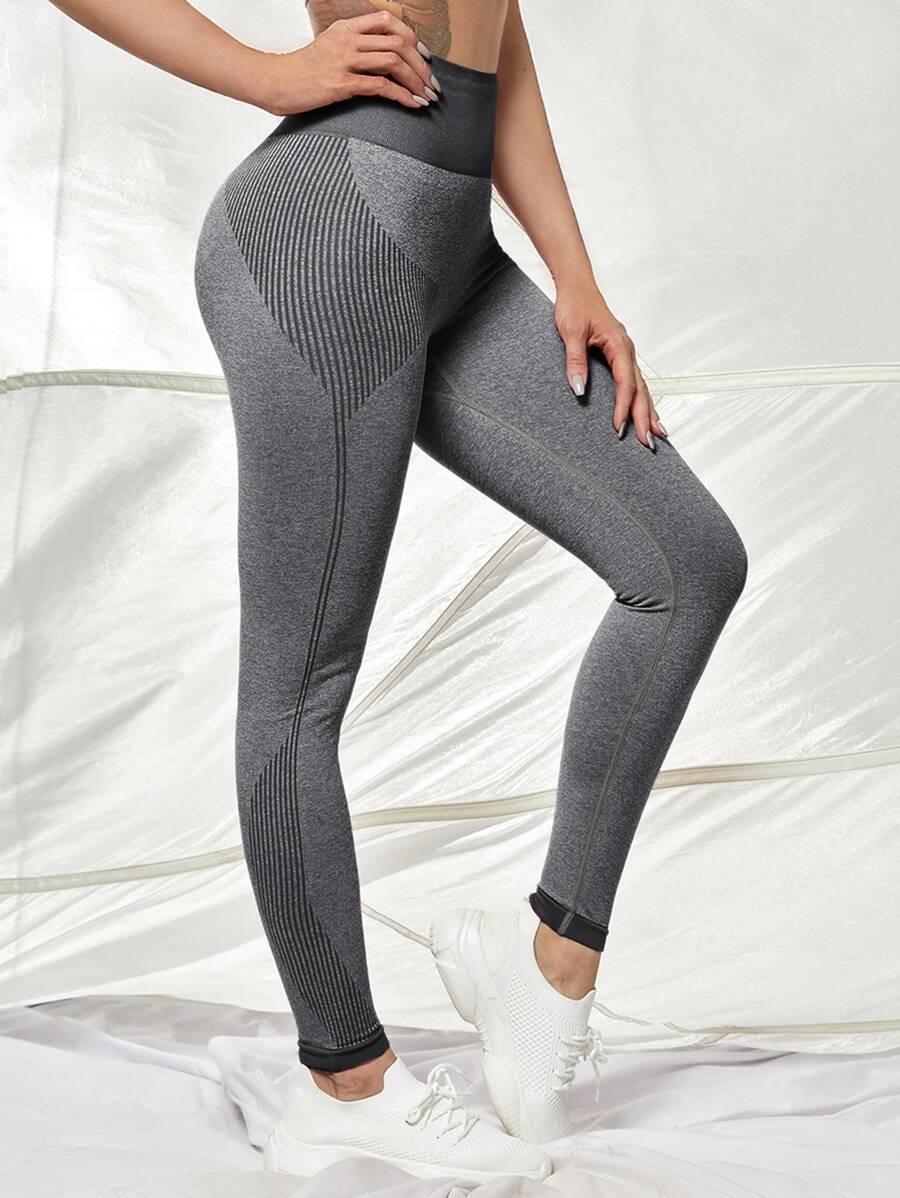 Quần Leggings Thể thao Nữ Sọc - Màu xám đen - Xem 1