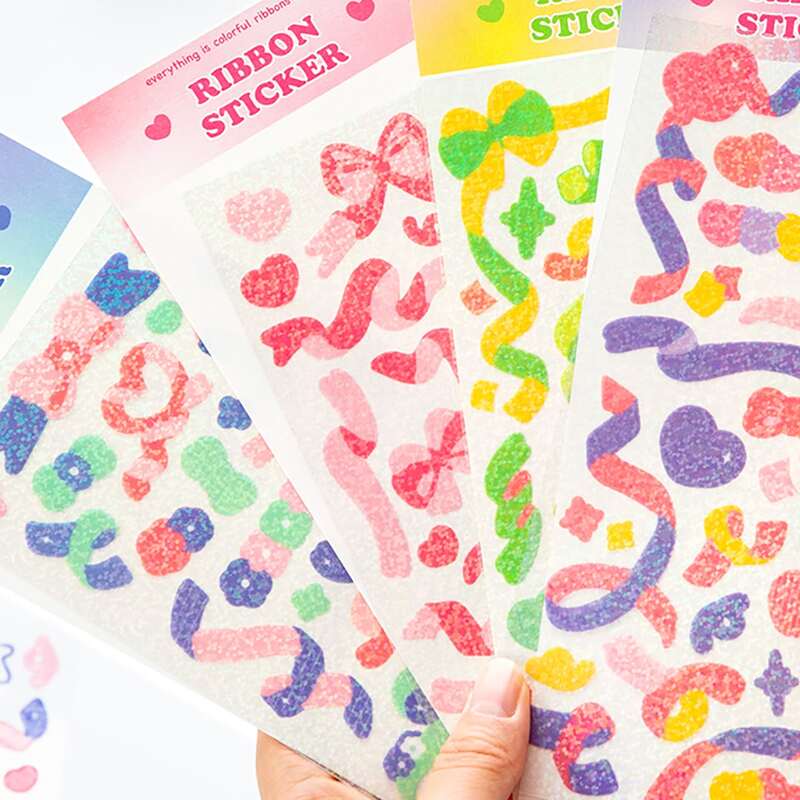 

1sheet Ribbon Pattern Random Sticker, Multicolor