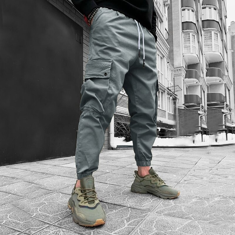 

Guys Flap Pocket Drawstring Cargo Pants, Grey