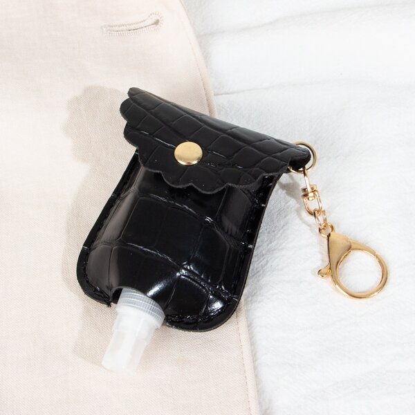 

Hand Sanitizer Bottle Holder Design Bag Charm, Black