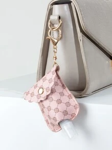 Geometric Graphic Hand Sanitizer Bottle Holder Bag Charm - Pink - View 1