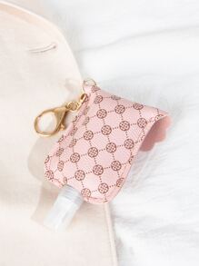 Geometric Graphic Hand Sanitizer Bottle Holder Bag Charm - Pink - View 4