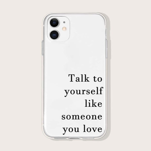 

Slogan Graphic Phone Case, Clear