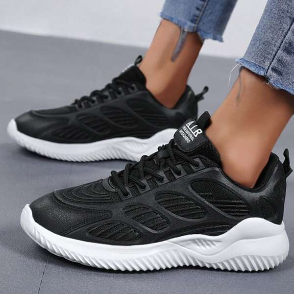 

Lace Up Front Running Shoes, Black